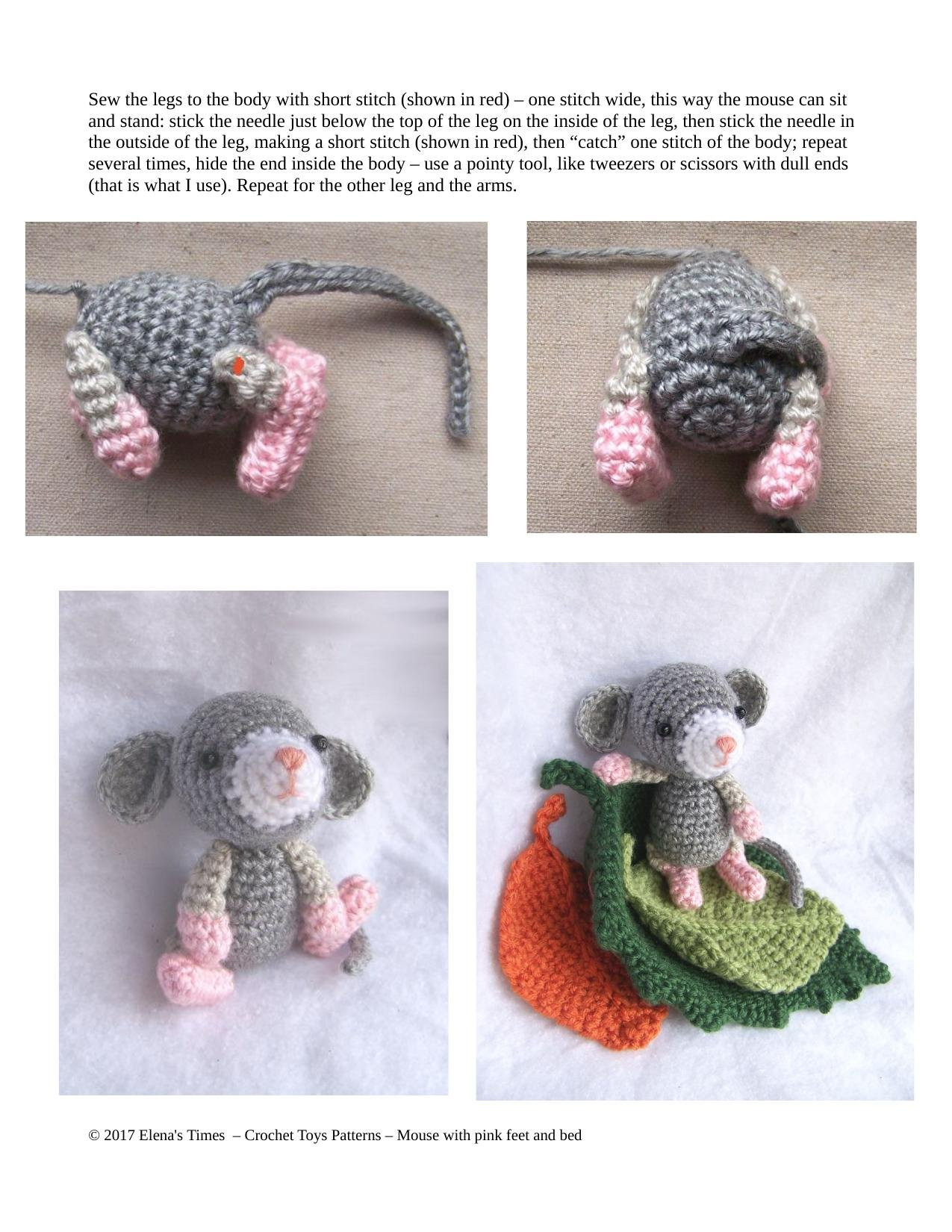 Crochet Pattern – Small Mouse with Leafy Bed and Blanket