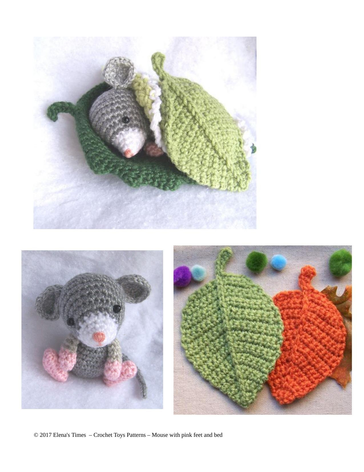 Crochet Pattern – Small Mouse with Leafy Bed and Blanket