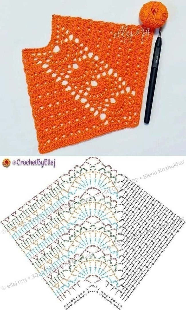 Crochet Reglan Top Charts: Free Pattern Diagrams for Lacy Yoke Sweater by Ellej