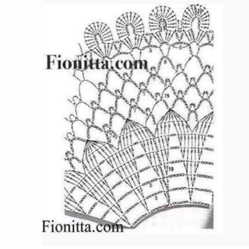 Crochet shawl pattern chart with detailed stitch diagram and finished white lacy model photos