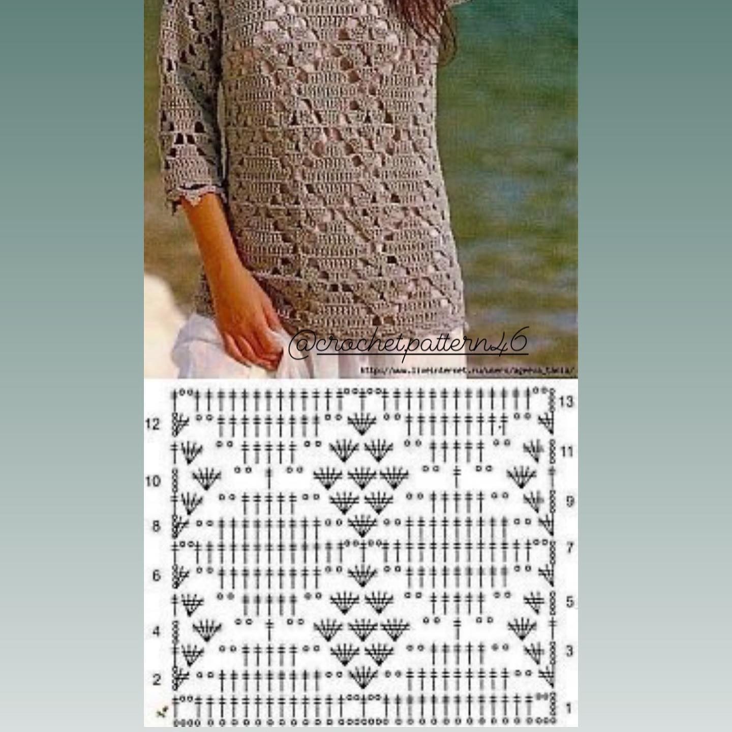 Crochet Tops Collection: Gray Wave, Brown Textured, White Tank & Beige Bodysuit with Charts