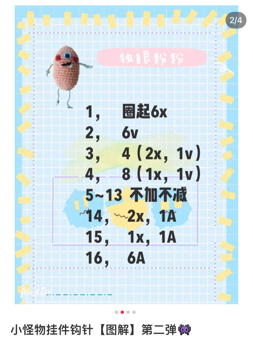 Cute Amigurumi Monster Keychains Crochet Pattern Chart