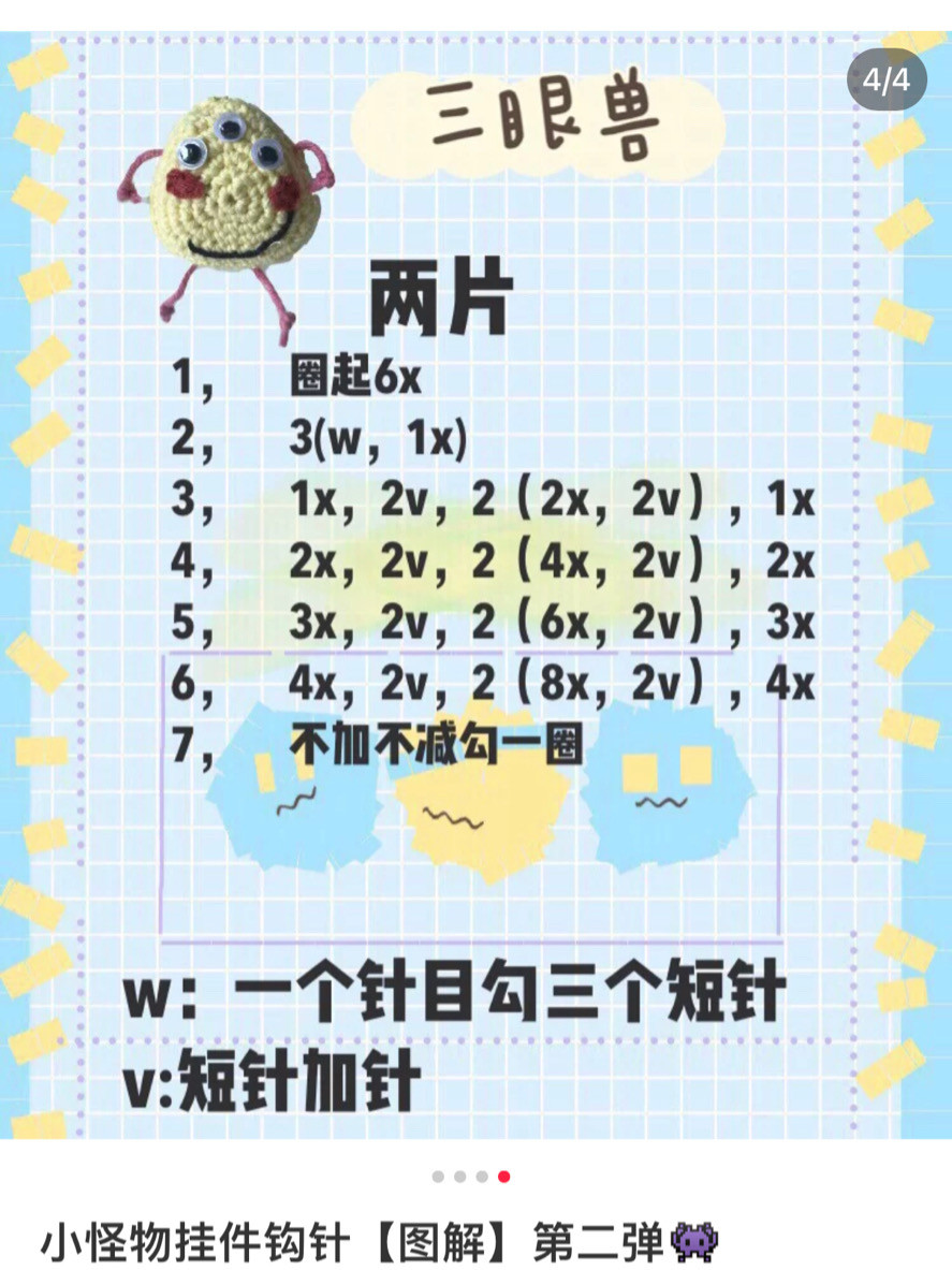 Cute Amigurumi Monster Keychains Crochet Pattern Chart