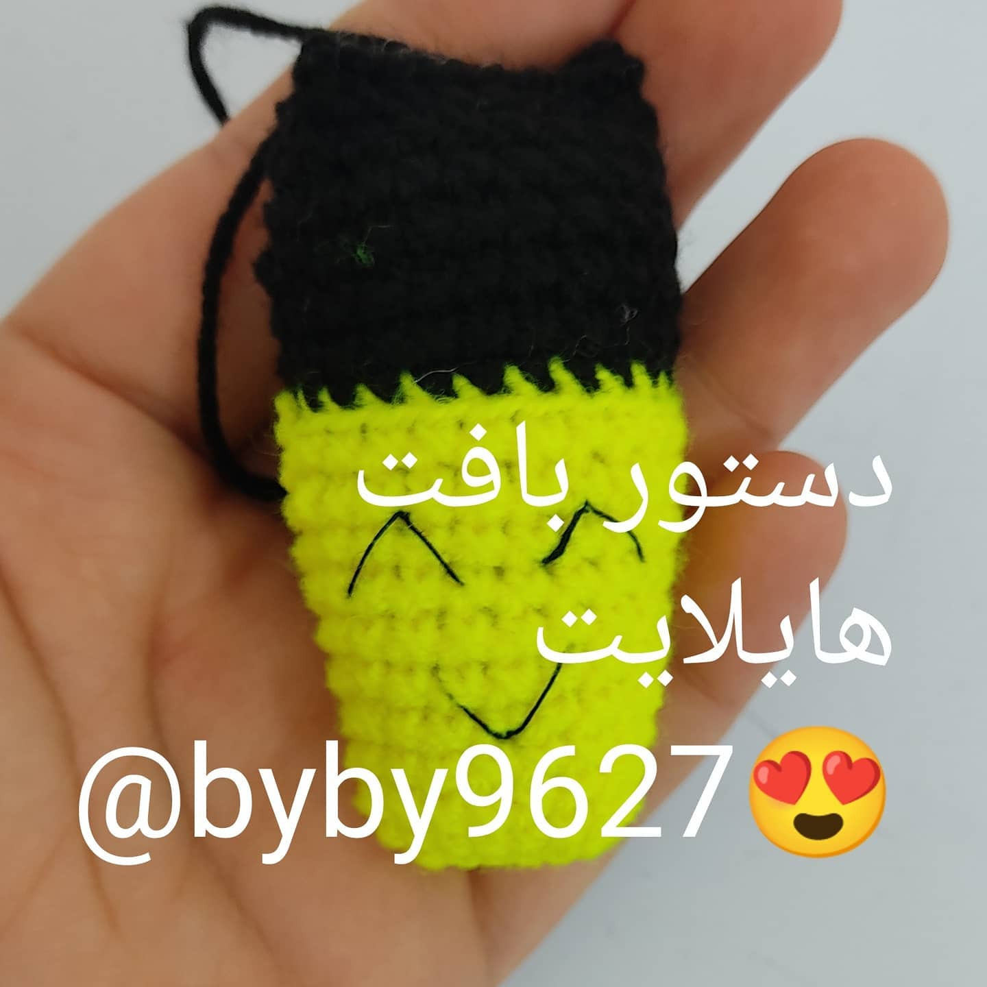 Cute Black and Yellow Crochet Amigurumi Doll Pattern with Handwritten Chart Instructions