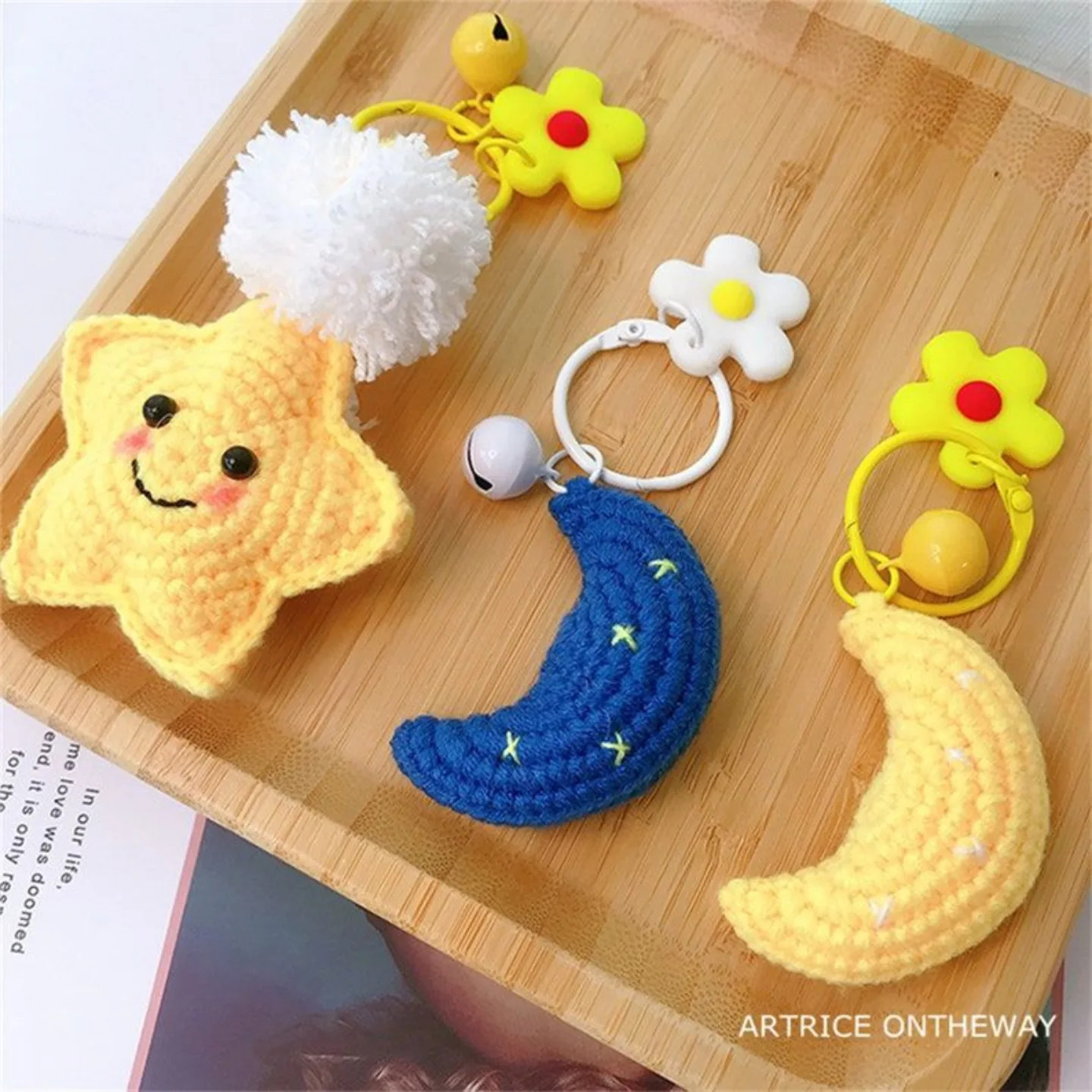 Cute Crochet Keychains: Cloud, Sun, Moon, Star & Rainbow Patterns