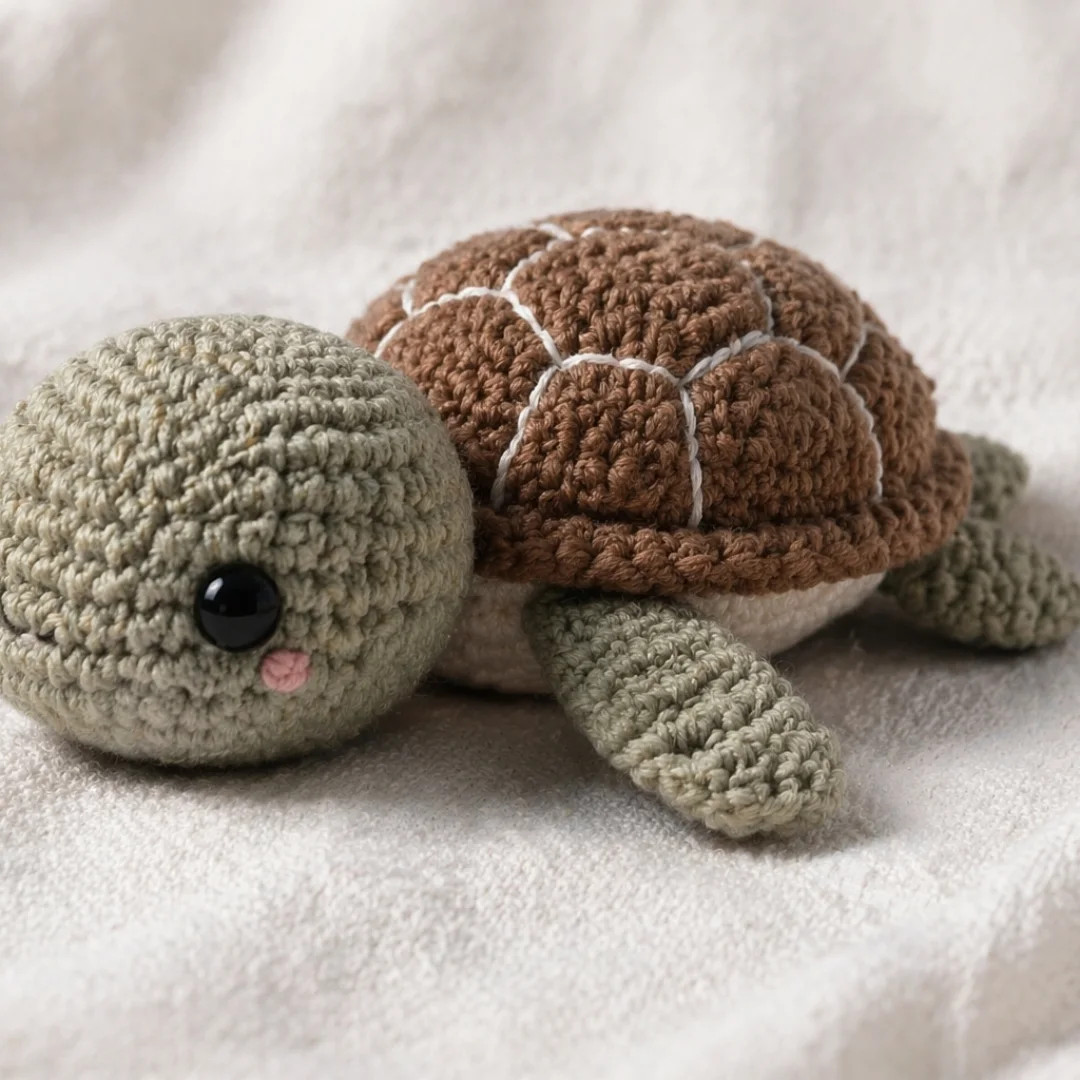 Cute Crochet Turtle Amigurumi Pattern with Materials, Instructions and Assembly Steps