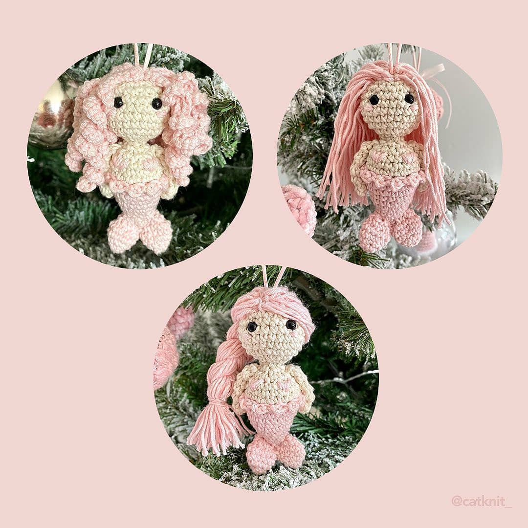 Cute Pink Crochet Mermaid Amigurumi Doll Pattern with Materials and Instructions