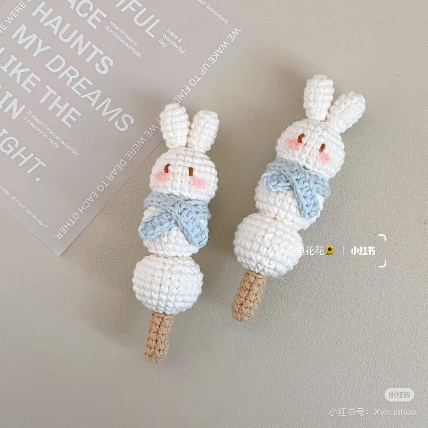 Cute Snowman Rabbit on a Stick Crochet Pattern Chart