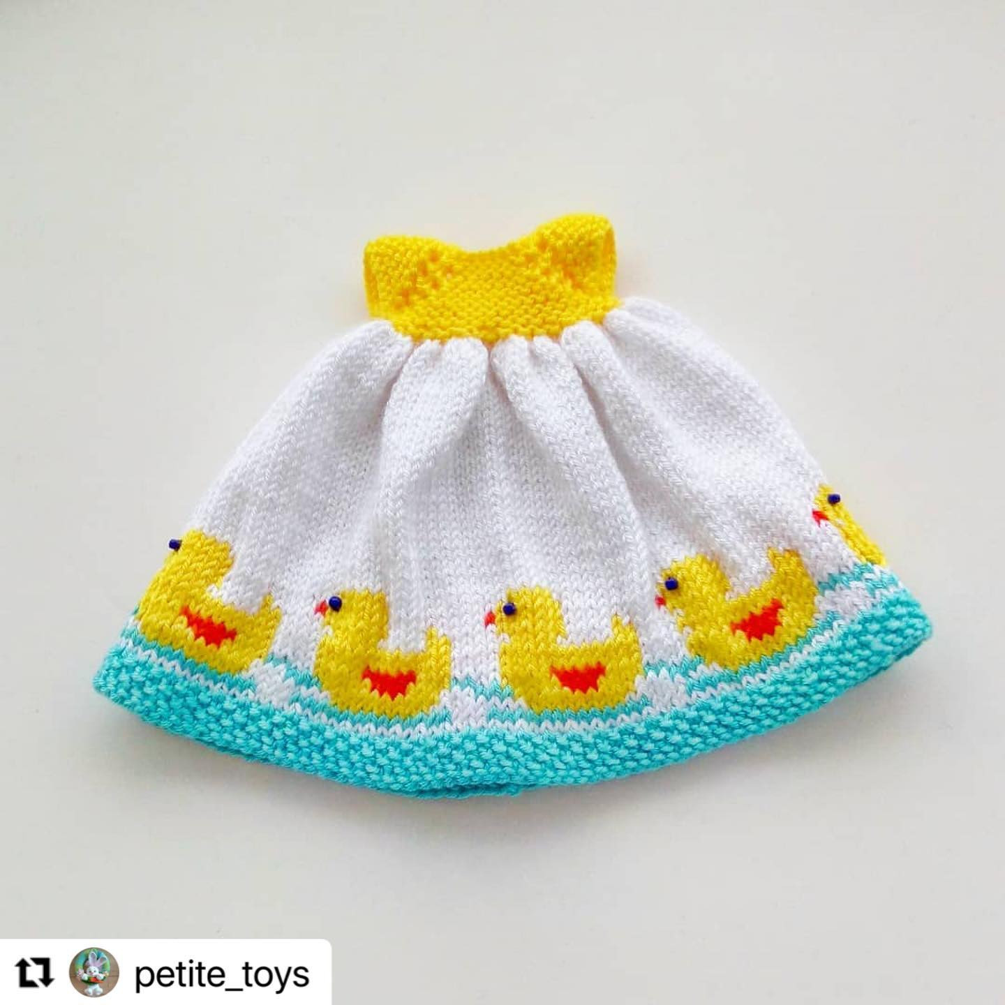 Cute Yellow Duckling Crochet Dress Chart Pattern for Dolls