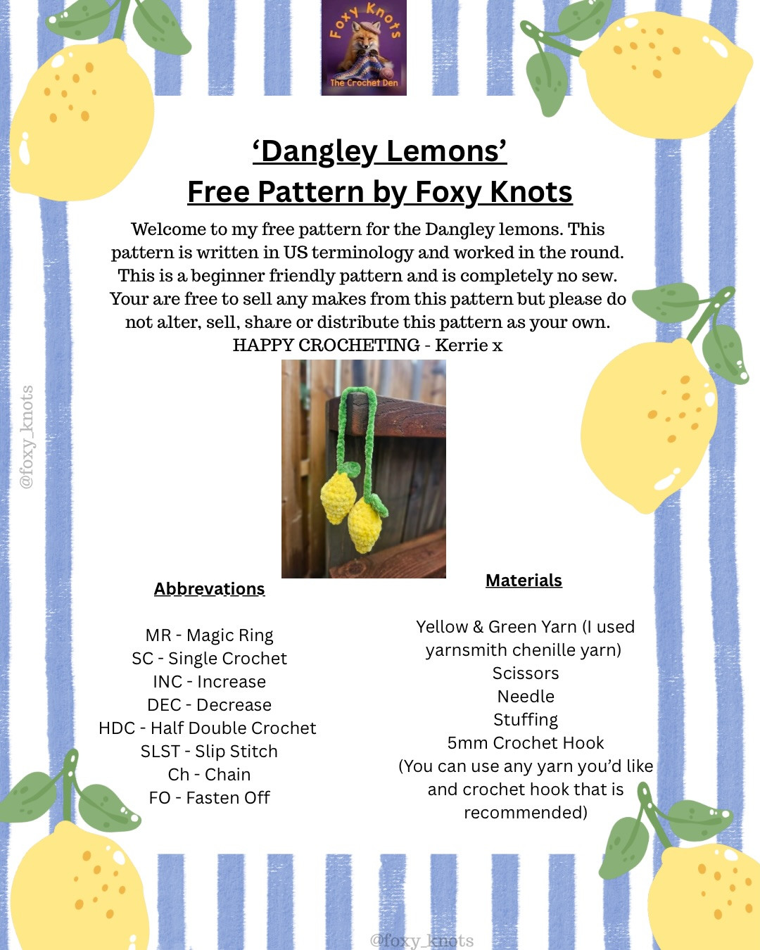 Dangley Lemons Free Crochet Pattern by Foxy Knots