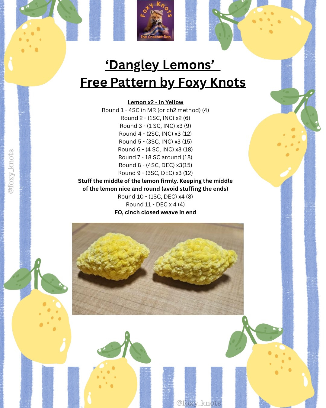 Dangley Lemons Free Crochet Pattern by Foxy Knots
