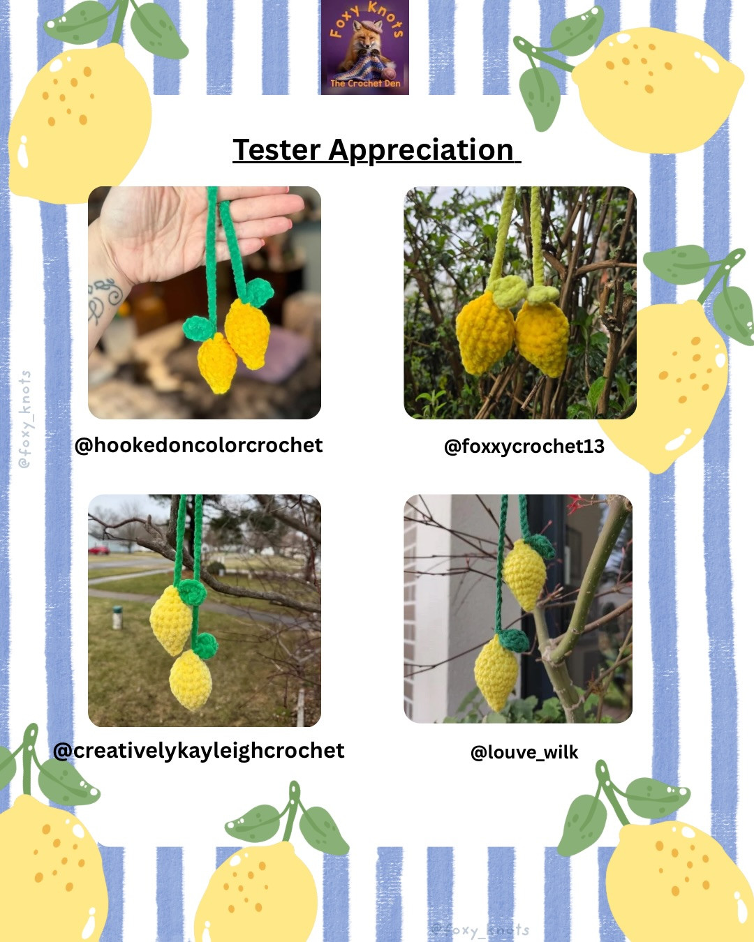 Dangley Lemons Free Crochet Pattern by Foxy Knots