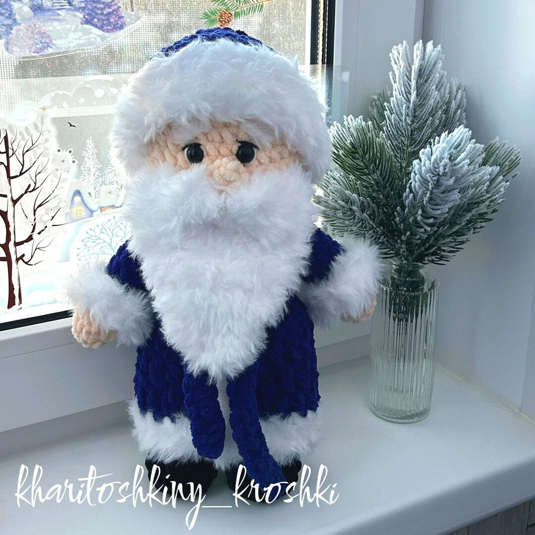 Ded Moroz: Hướng dẫn chi tiết cách móc len ông già Noel với râu và mũ lông xù