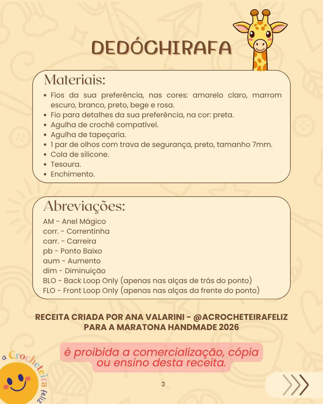 Dedóchirafa: Receita Gratuita de Crochê para Bichinho de Dedo Girafa Amigurumi