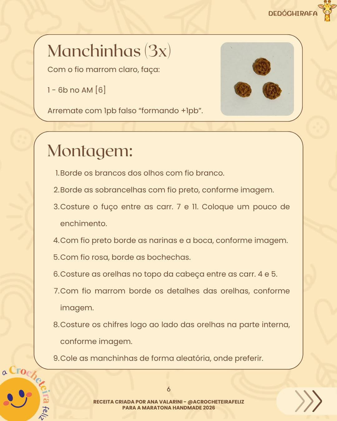Dedóchirafa: Receita Gratuita de Crochê para Bichinho de Dedo Girafa Amigurumi