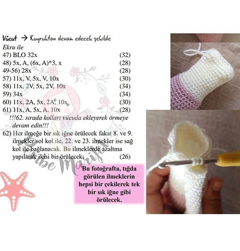 Deniz Kızı Arsous Amigurumi Oyuncak Tarifi - Pembe Marifet