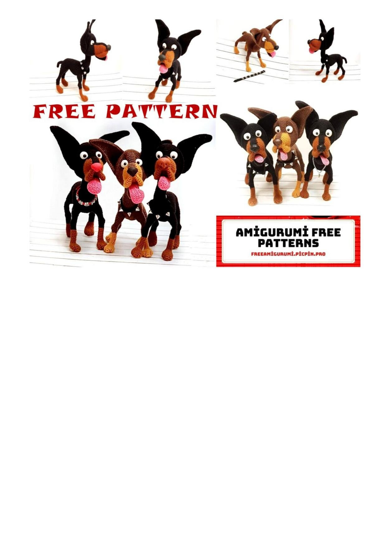 Doberman Dog Amigurumi Free Crochet Pattern