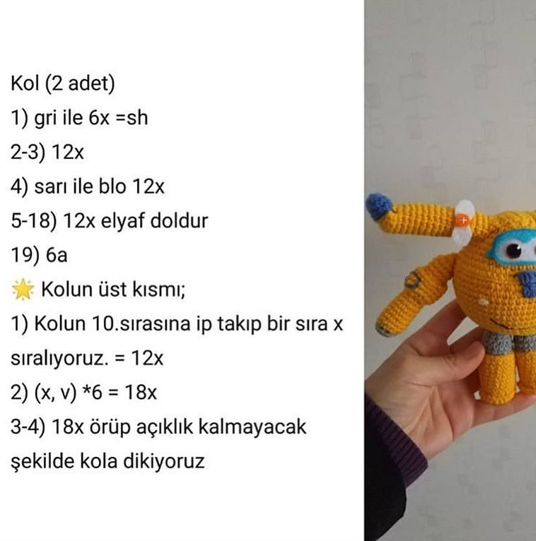 Donnie Amigurumi Crochet Pattern: Yellow Robot Doll with Propellers