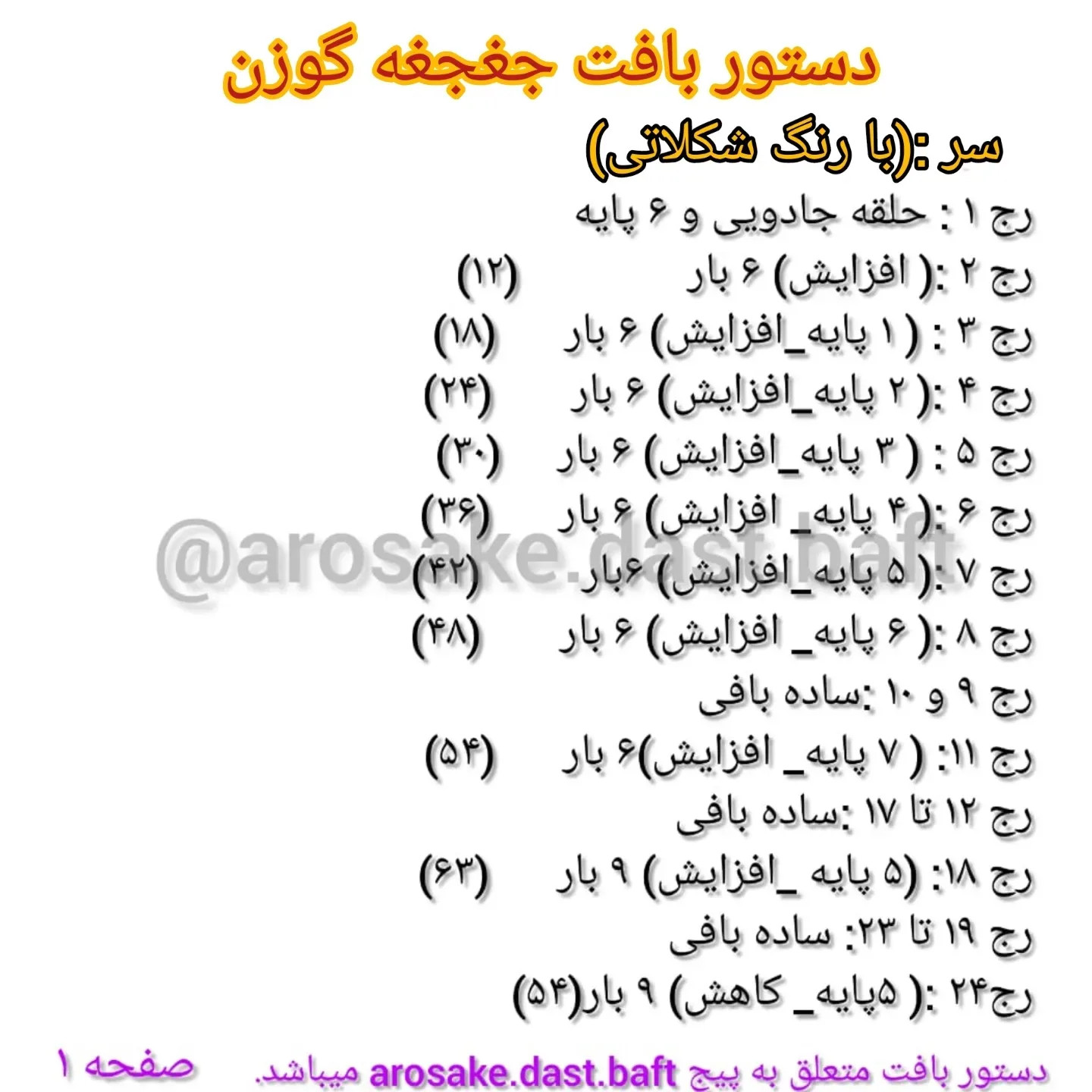 دستور بافت جغجغه گوزن قلاب‌بافی: طرح آموگورومی نوزاد با شاخ و گوش قهوه‌ای