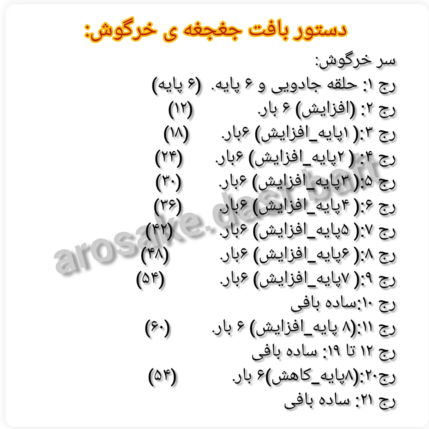 دستور بافت جغجغه خرگوش صورتی با یقه چین‌دار و نوار گردن
