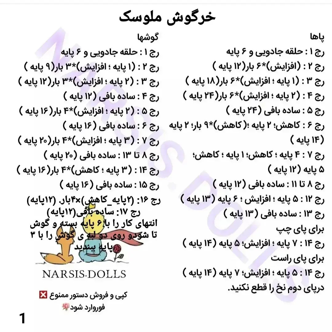 دستور بافت خرگوش ملوسک: راهنمای گام به گام ساخت عروسک بامزه