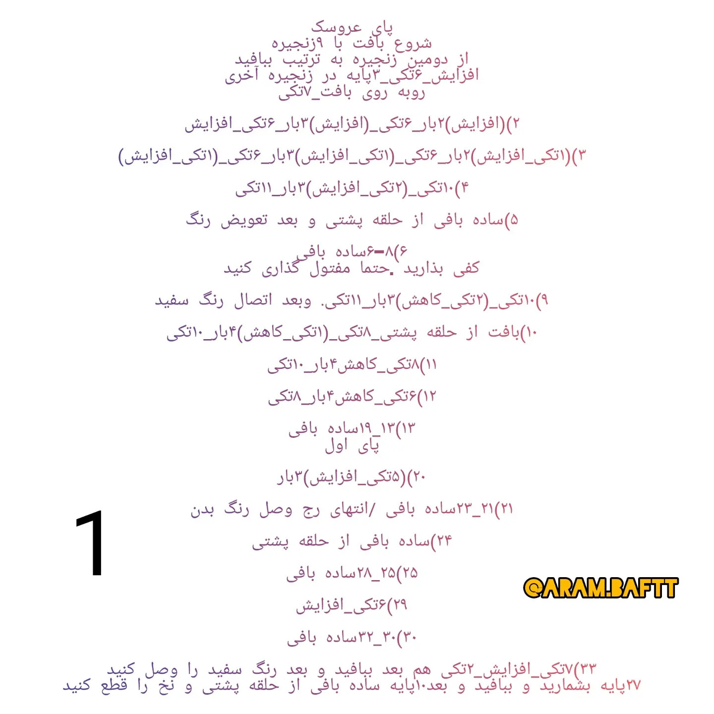 دستور بافت رایگان عروسک دختر (پارت اول) - آموزش کامل ساخت عروسک دستبافت