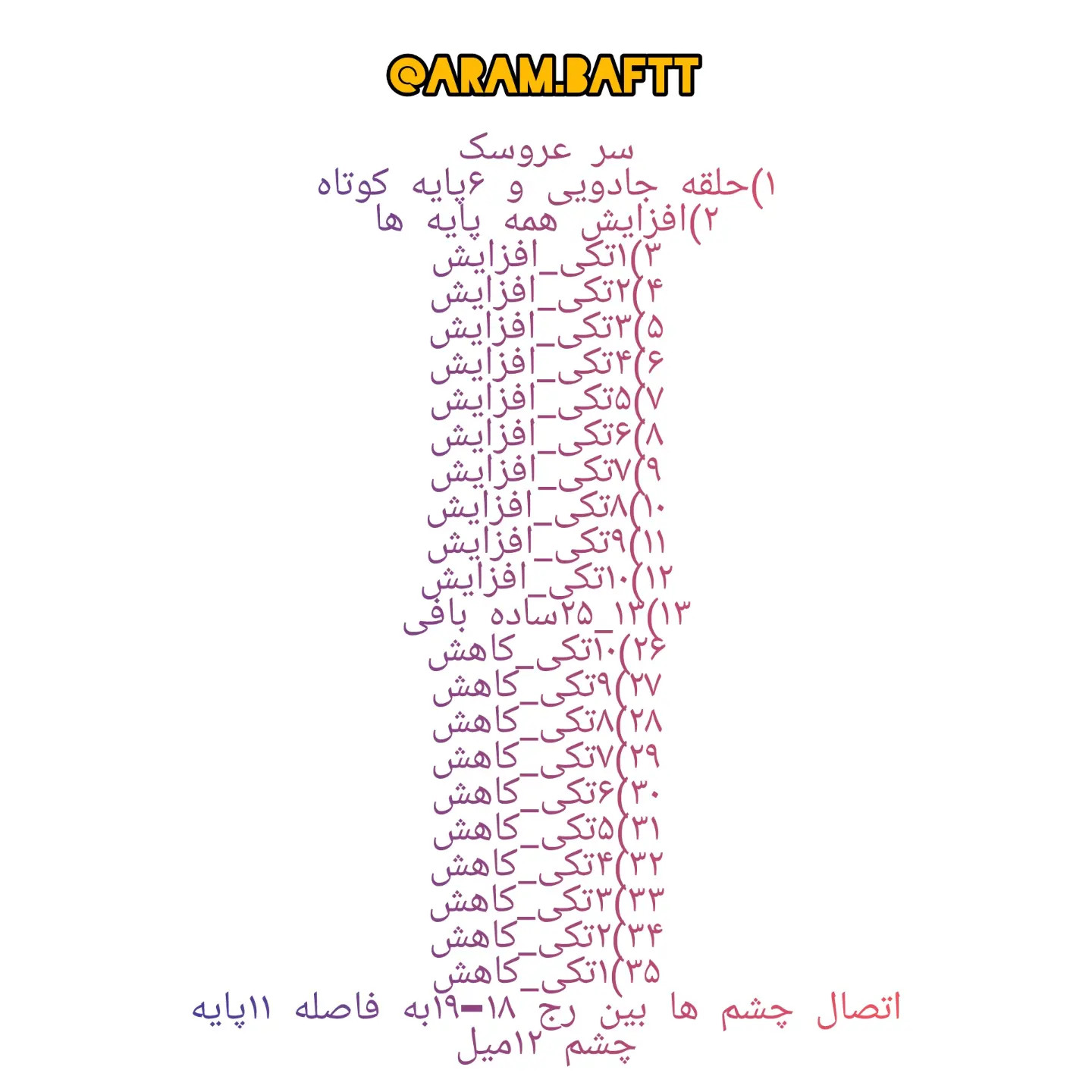 دستور بافت رایگان عروسک دختر (پارت اول) - آموزش کامل ساخت عروسک دستبافت