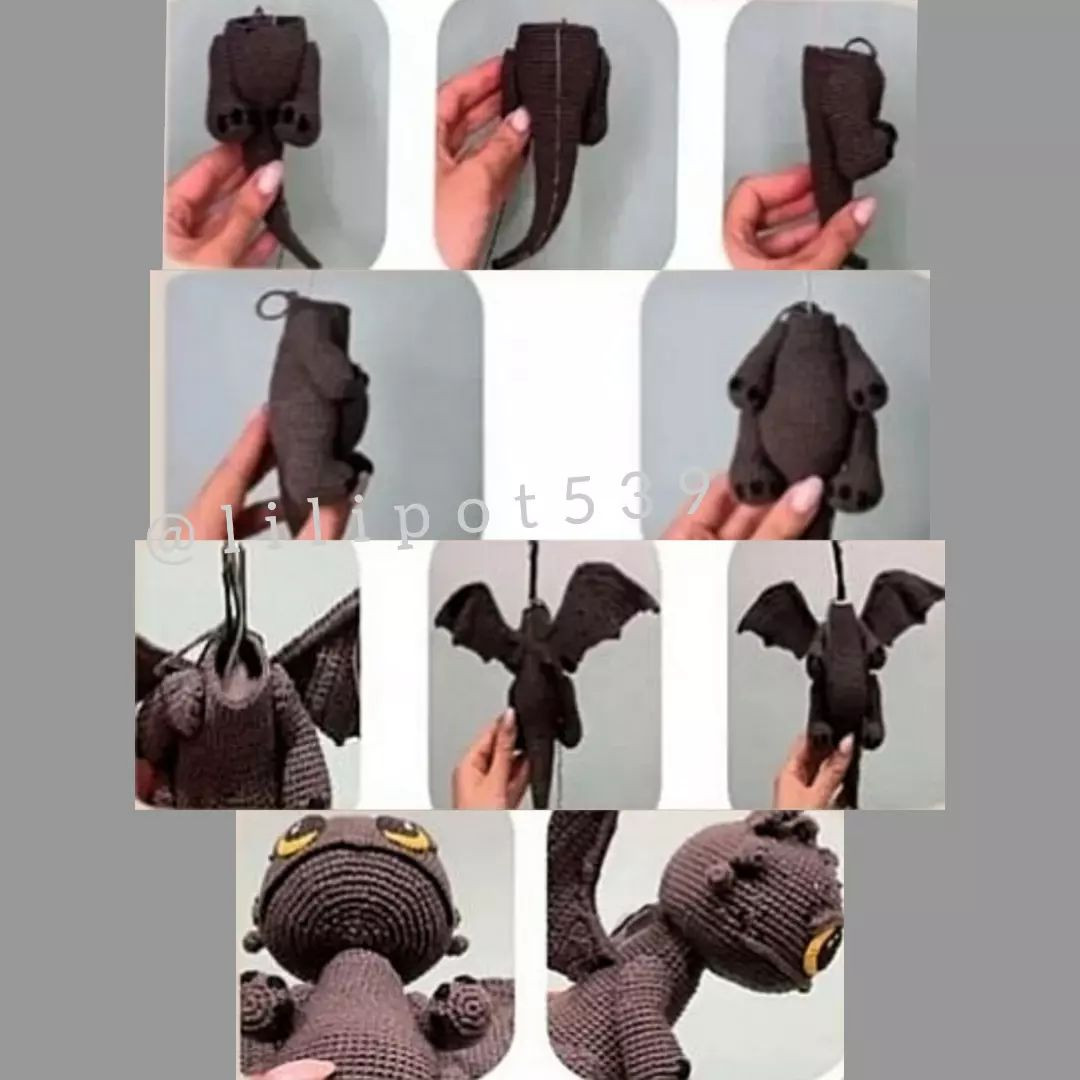 دستور بافت رایگان اژدهای چشم شب (Toothless) - آموزش کامل عروسک بافی
