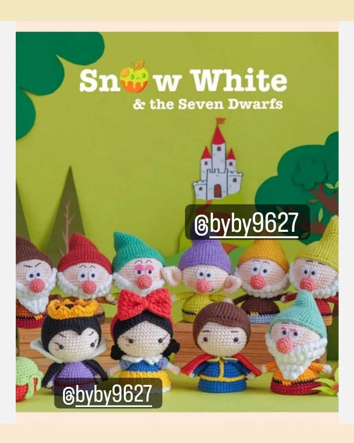 Dụng cụ móc len búp bê lùn từ Snow White và bảy chú lùn, hướng dẫn chi tiết từng bước