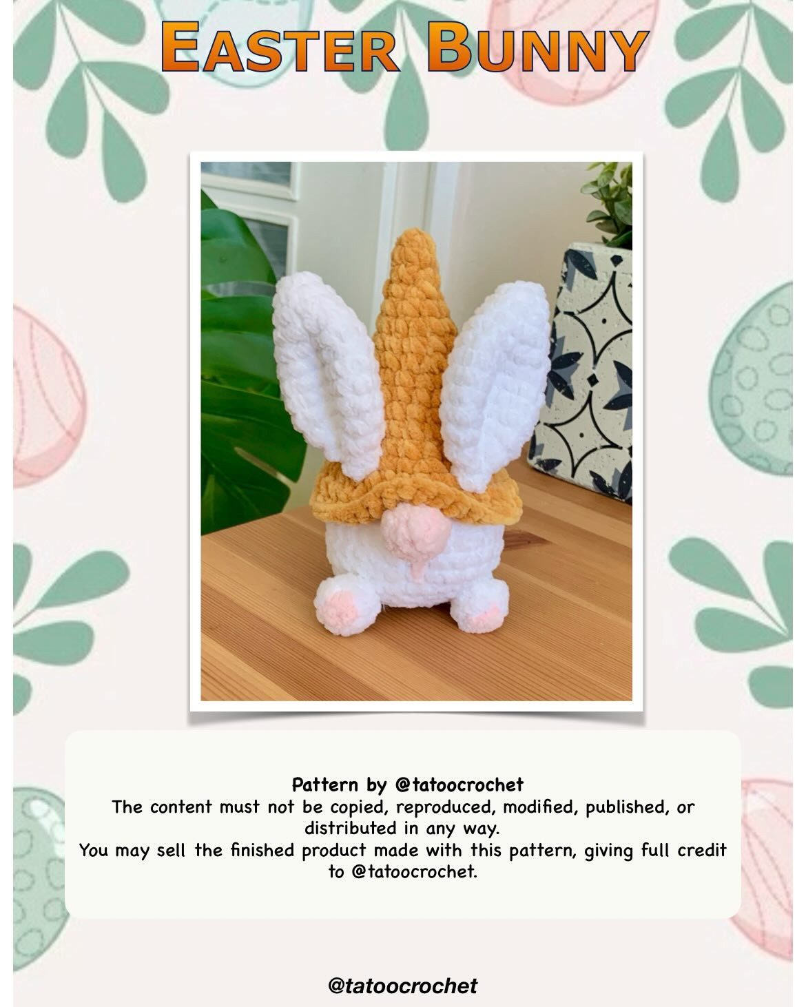 Easter Bunny Gnome Crochet Pattern by @tatoocrochet