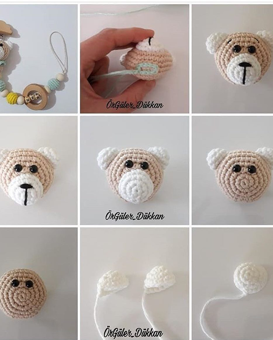 Emzik Zinciri İçin Minik Ayı - Amigurumi Gấu Móc Len Cho Vòng Rung