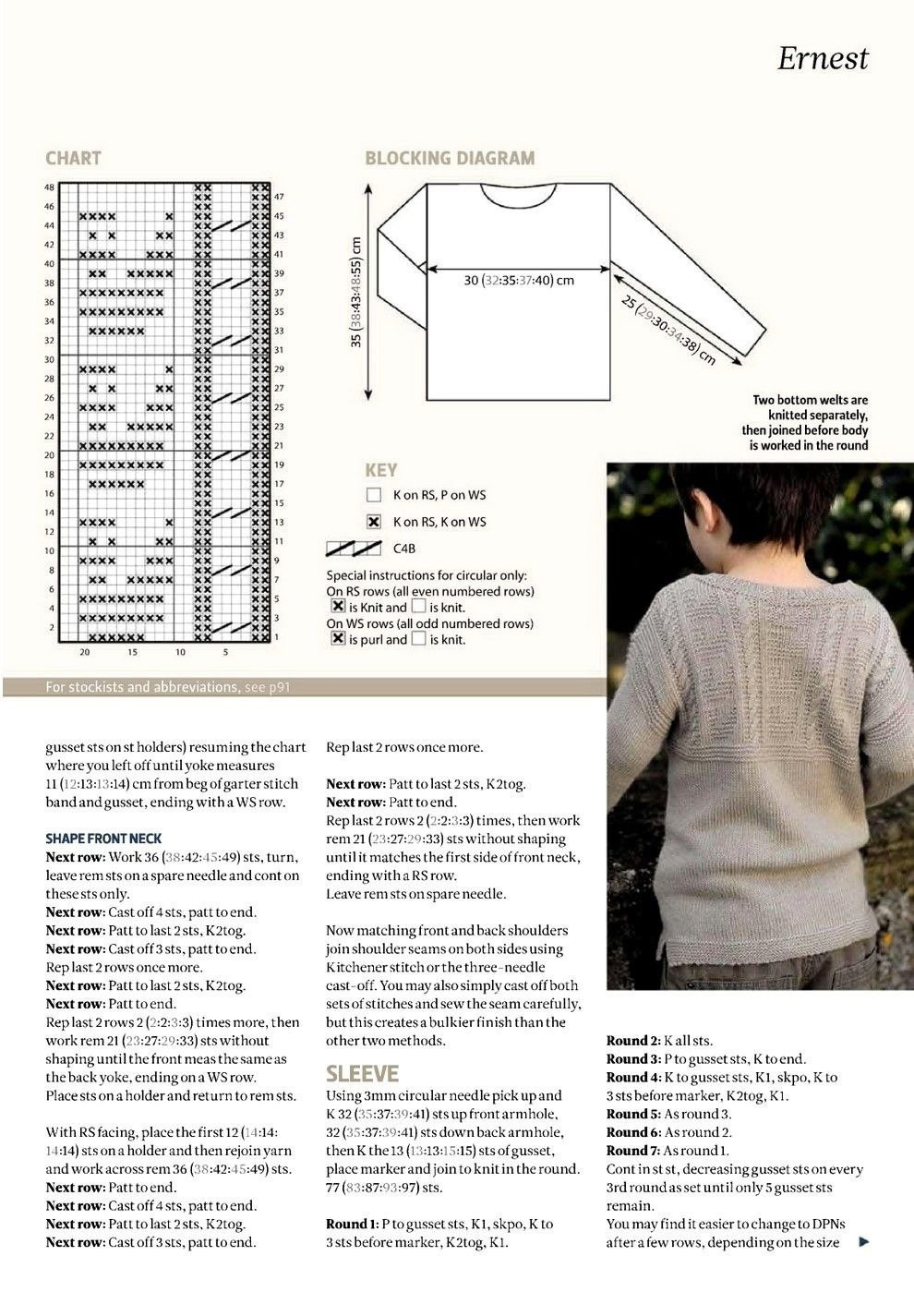 Ernest Beige Cable Knit Sweater Pattern for Boys by Caroline Pearce