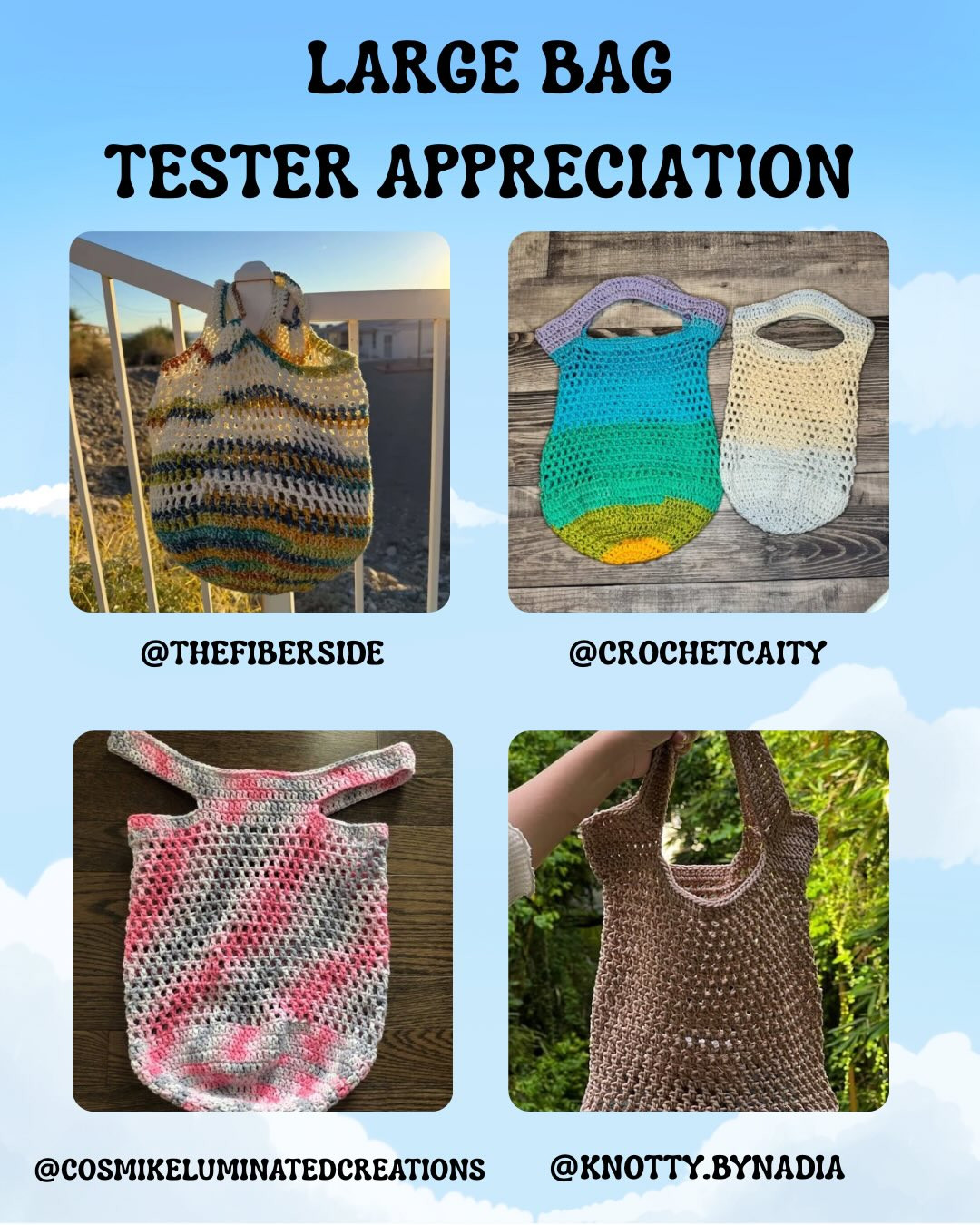 Everyday Market Bag Free Crochet Pattern: Small and X-Large Sizes