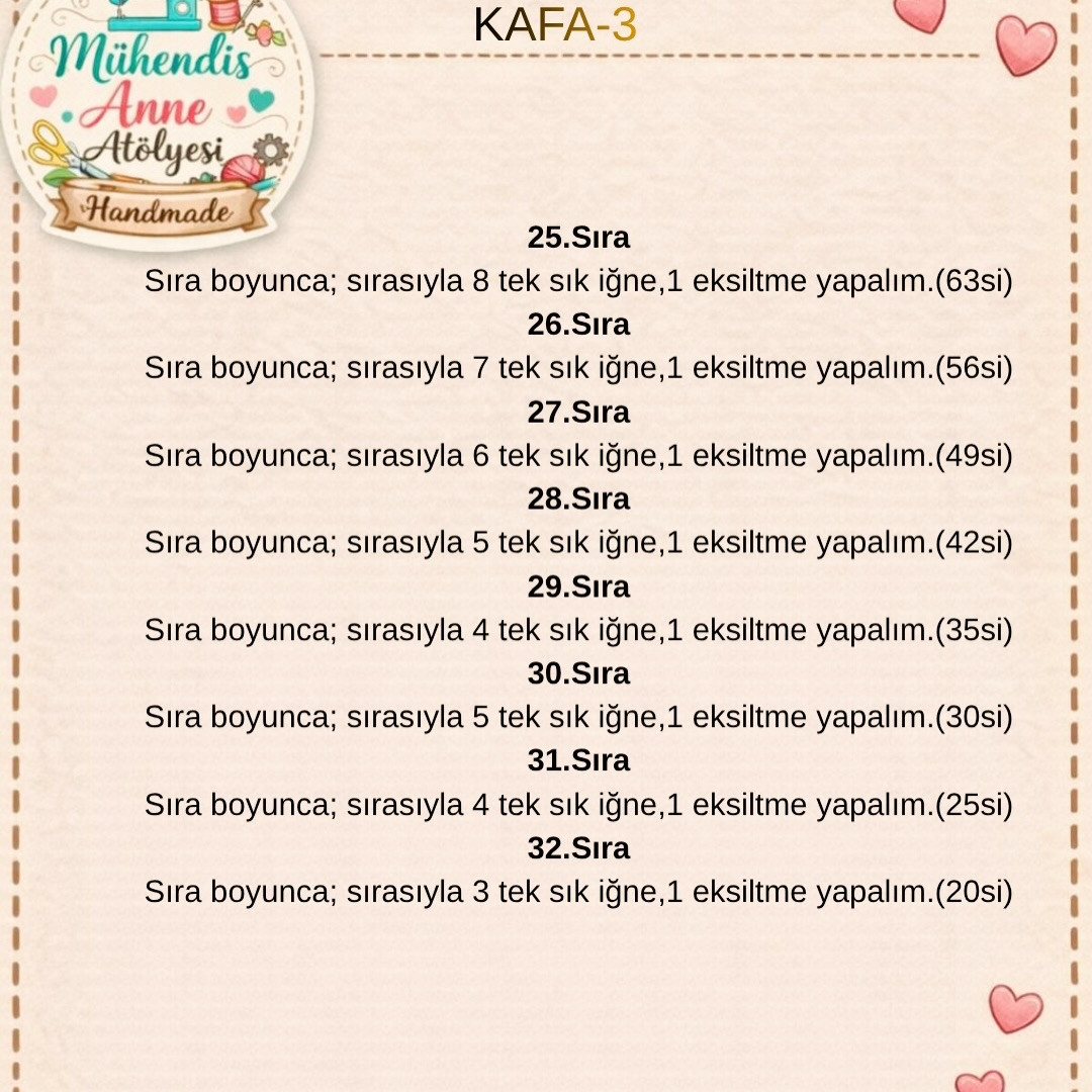 Felicia Amigurumi Tarifi - Kafası ve Burun Yapım Adımları