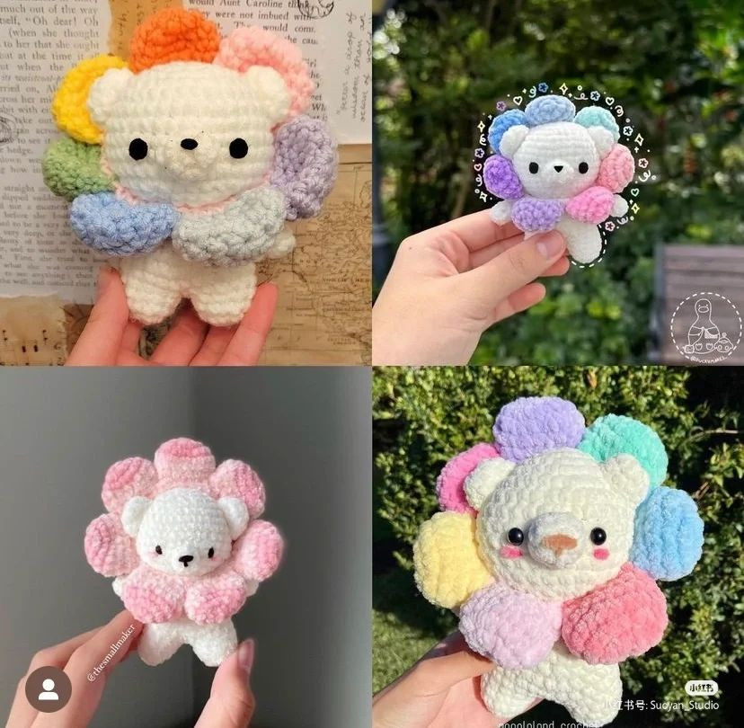Flower Bear Doll Crochet Pattern: Complete Amigurumi Tutorial with Colorful Flower Hat