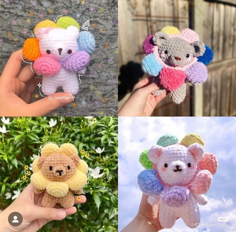 Flower Bear Doll Crochet Pattern: Complete Amigurumi Tutorial with Colorful Flower Hat