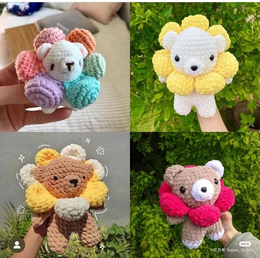 Flower Bear Doll Crochet Pattern: Complete Amigurumi Tutorial with Colorful Flower Hat