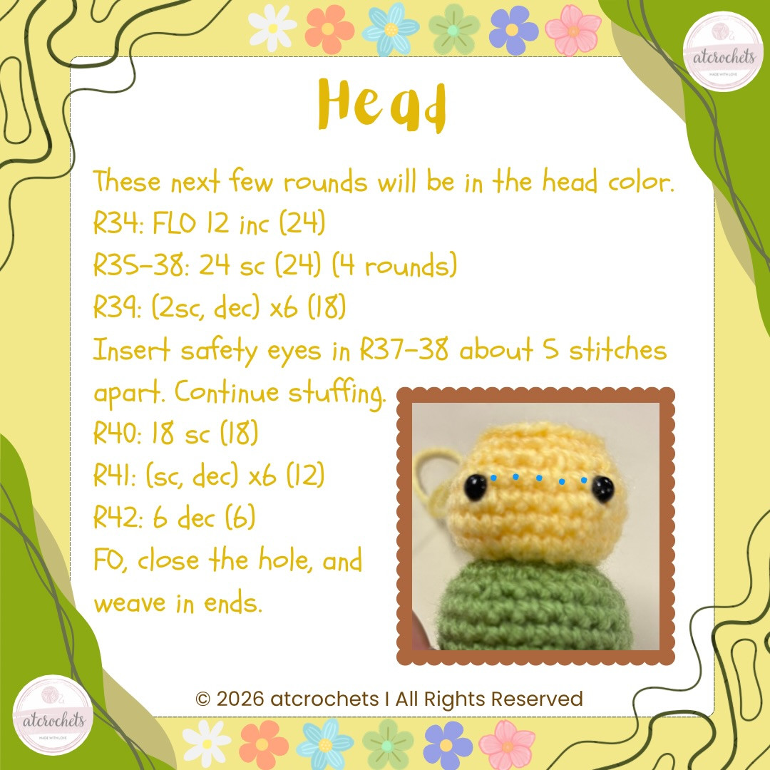 Flower Pal (popping) Free Crochet Pattern: Cute Amigurumi Doll with Brown Pot, Green Body, and Purple Petals
