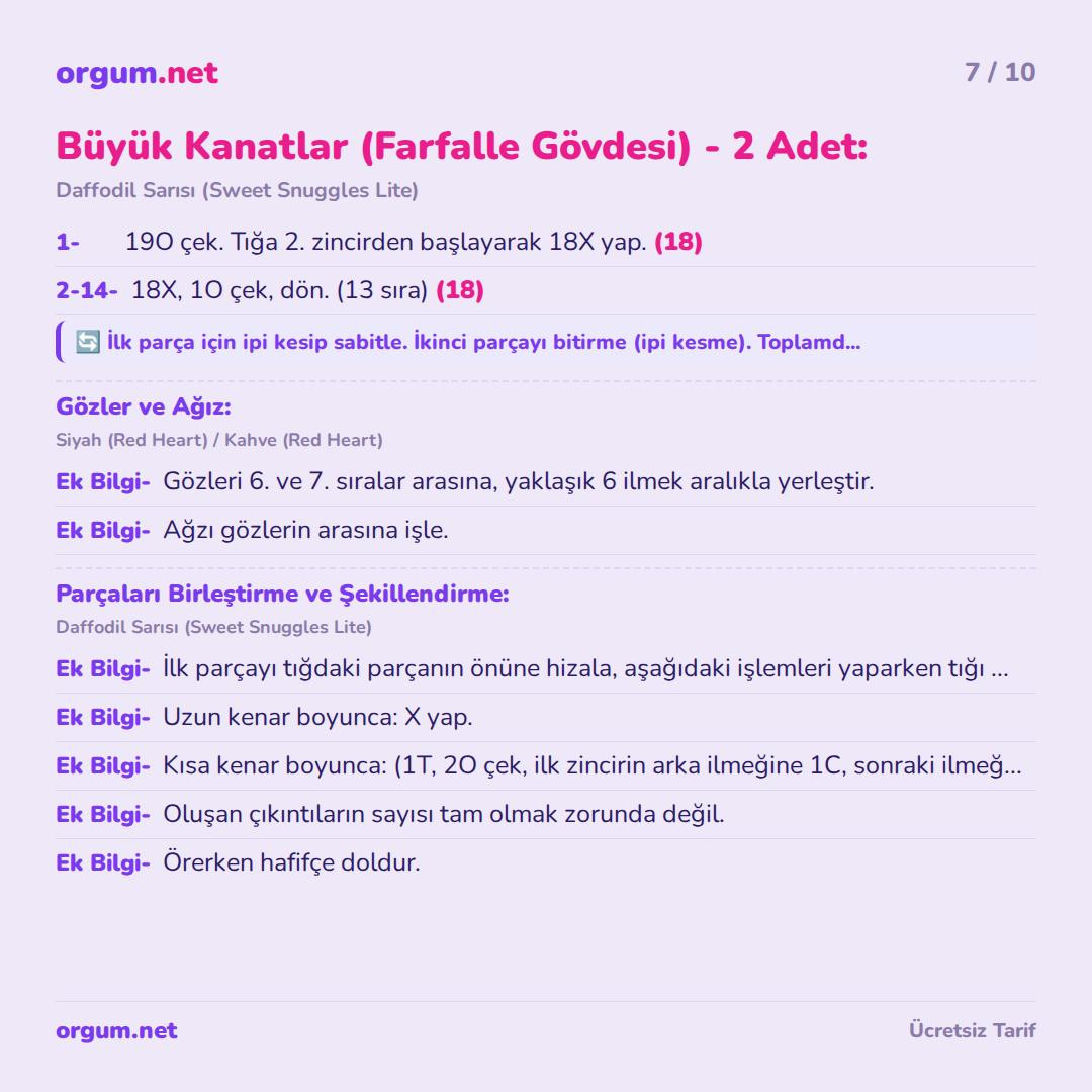 Frankie the Farfalle Amigurumi - Kelebek Makarna Mısır İpi Mısır İpi Örgü Tarifi