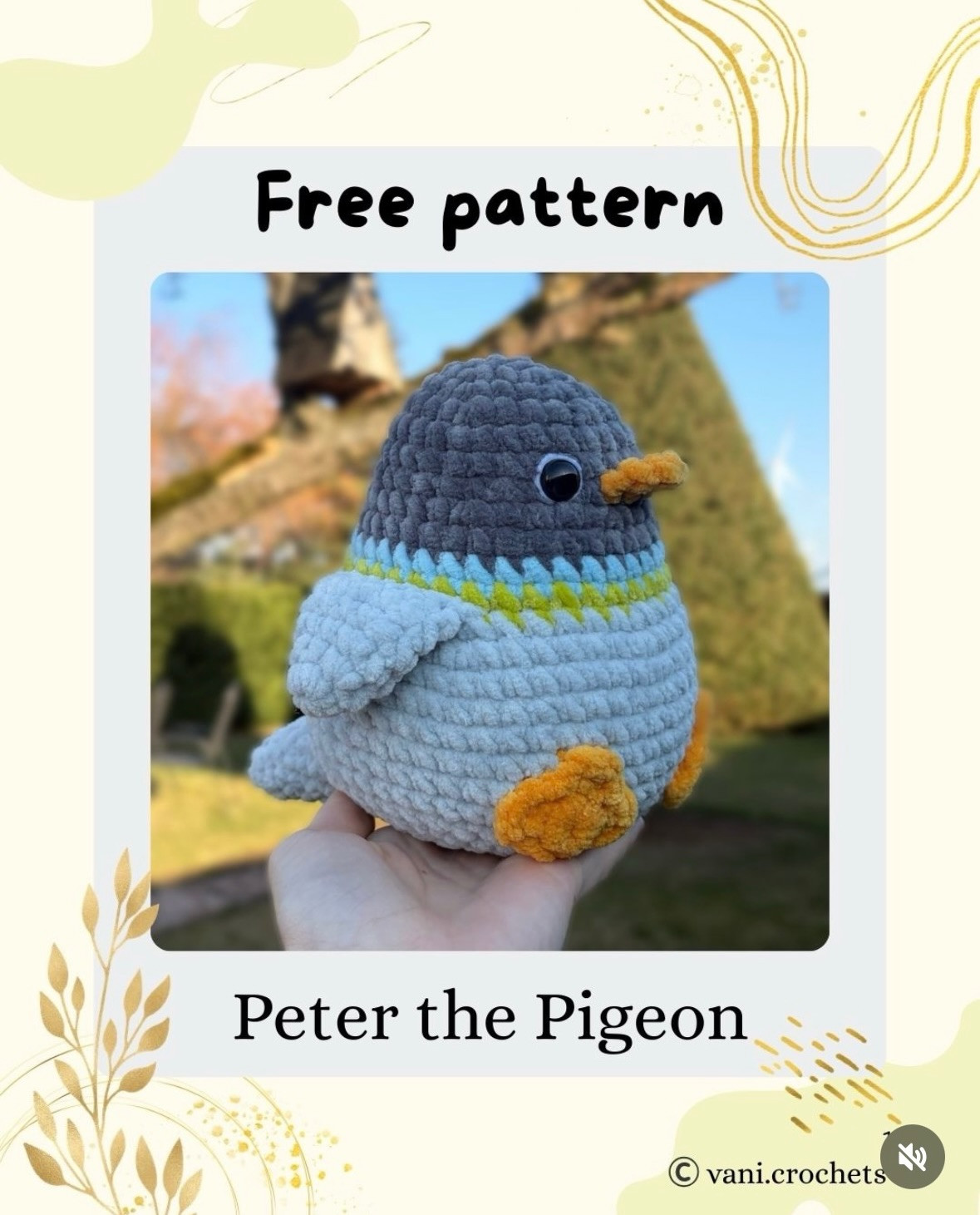 Free Amigurumi Crochet Pattern for Peter the Pigeon