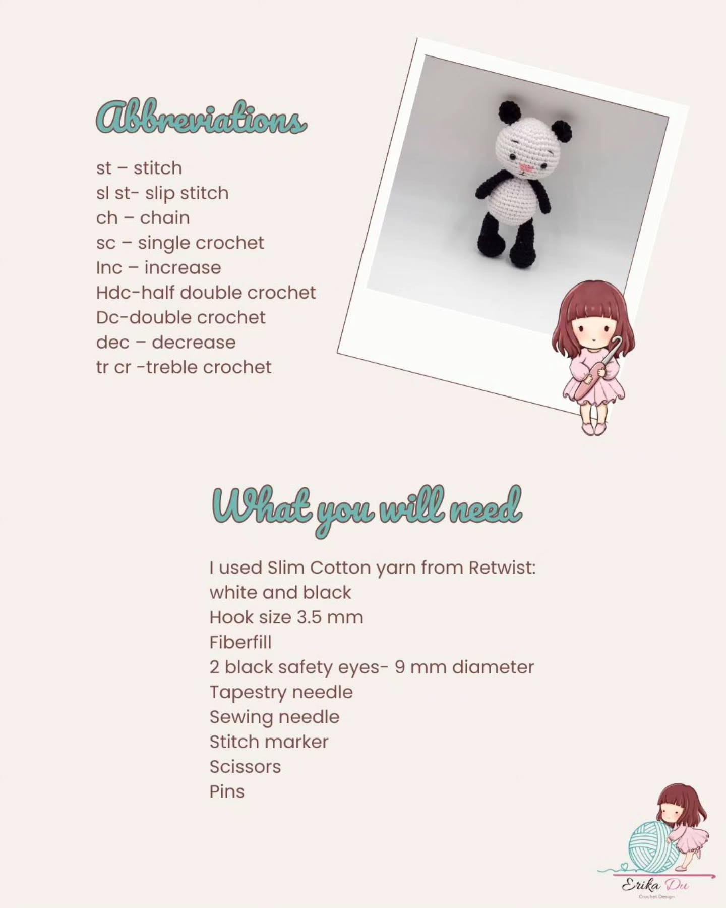 Free Amigurumi Crochet Pattern for Petunia the Panda