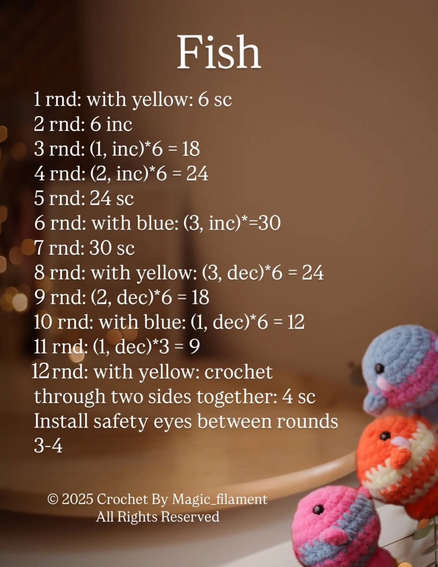 Free Amigurumi Fish Crochet Pattern with Step-by-Step Instructions and Materials List
