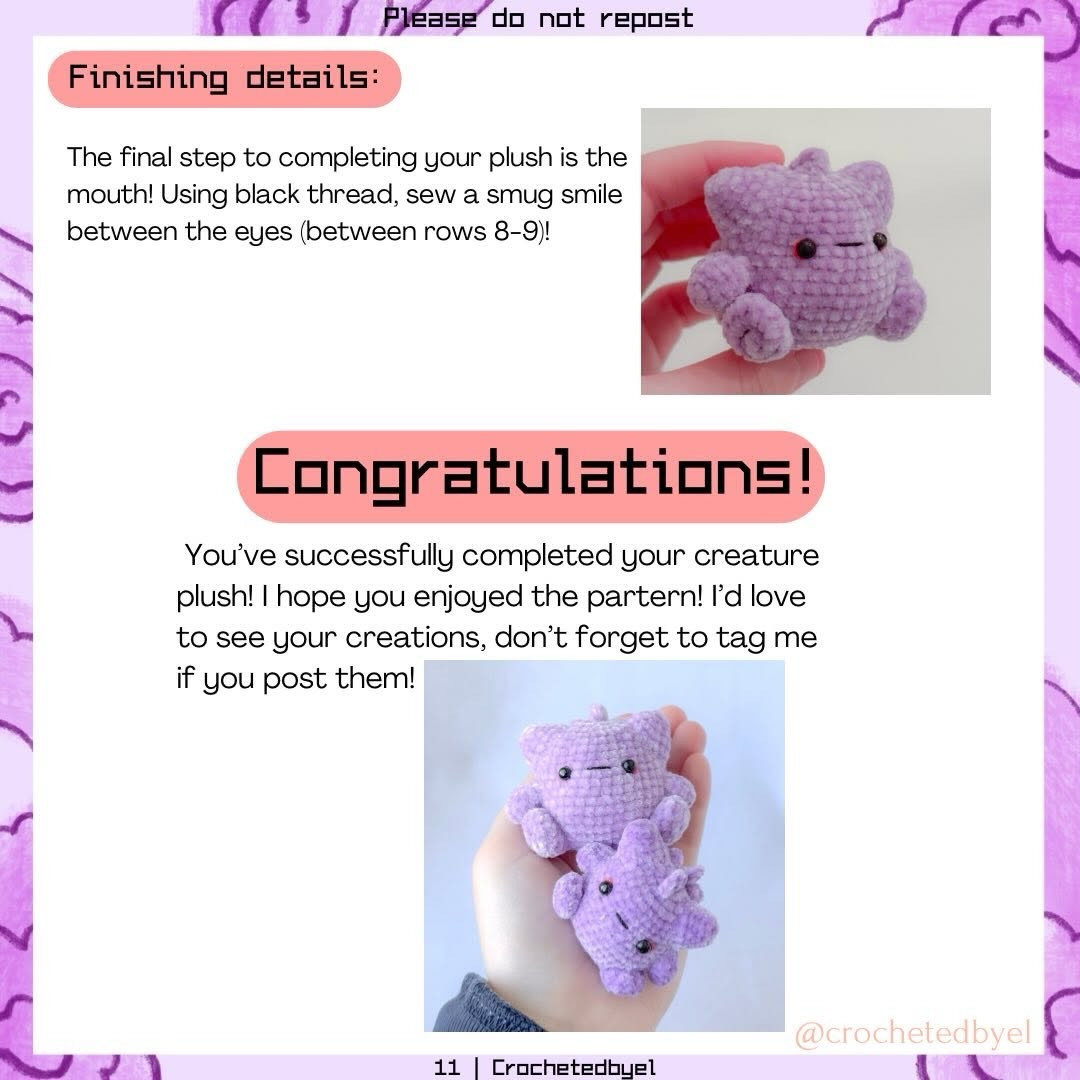 Free Amigurumi Gengar Crochet Pattern: Cute Purple Pokemon Plushie Tutorial with Velvet Yarn