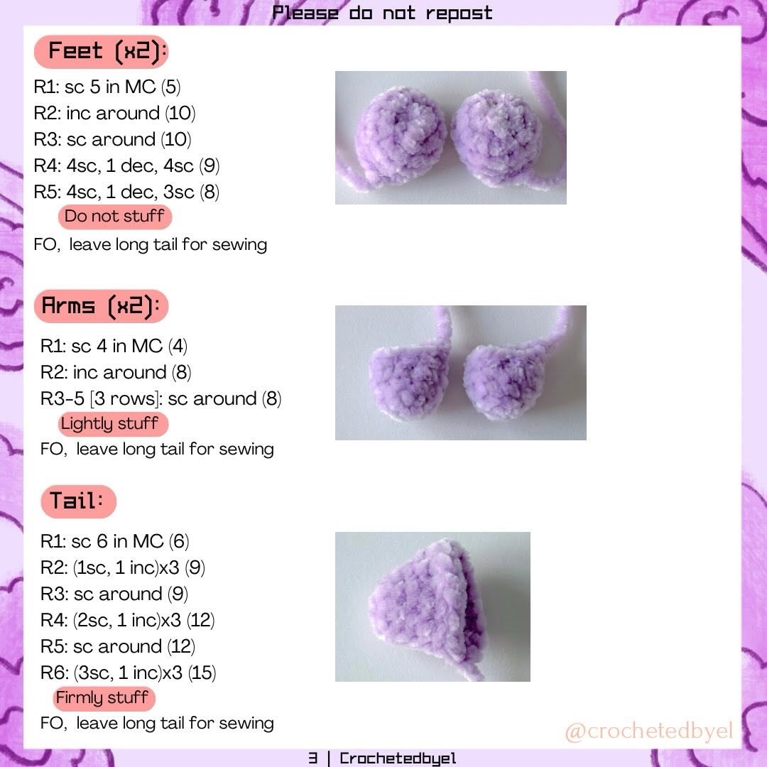 Free Amigurumi Gengar Crochet Pattern: Cute Purple Pokemon Plushie Tutorial with Velvet Yarn