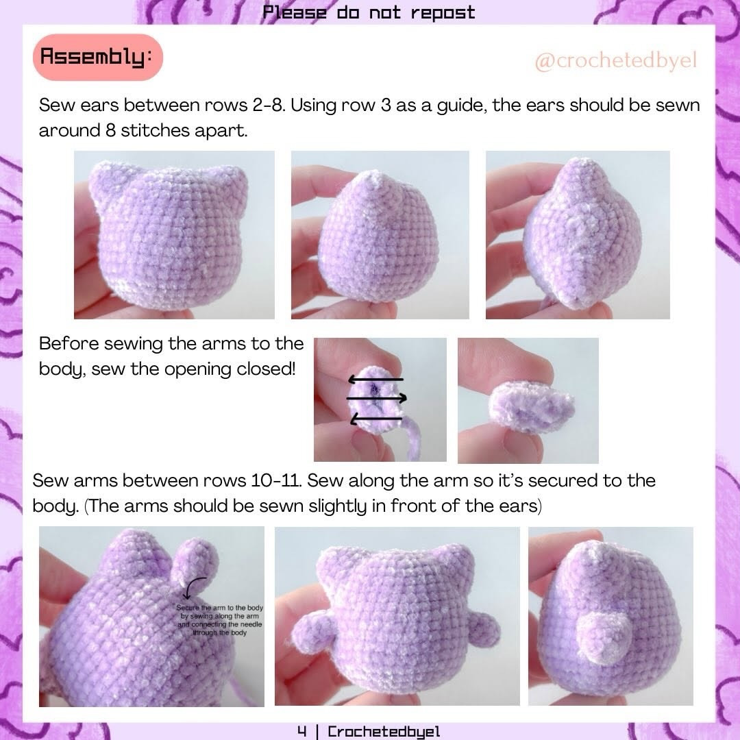 Free Amigurumi Gengar Crochet Pattern: Cute Purple Pokemon Plushie Tutorial with Velvet Yarn