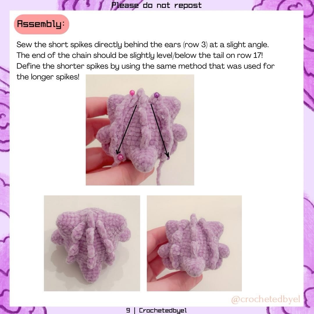 Free Amigurumi Gengar Crochet Pattern: Cute Purple Pokemon Plushie Tutorial with Velvet Yarn
