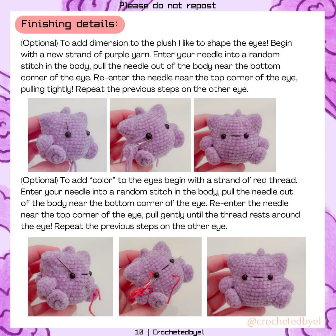 Free Amigurumi Gengar Crochet Pattern: Cute Purple Pokemon Plushie Tutorial with Velvet Yarn