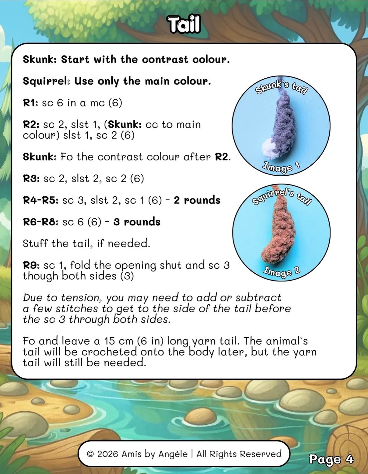Free Amigurumi Pattern: Cute Squirrel & Skunk Dolls Made with Chenille Yarn
