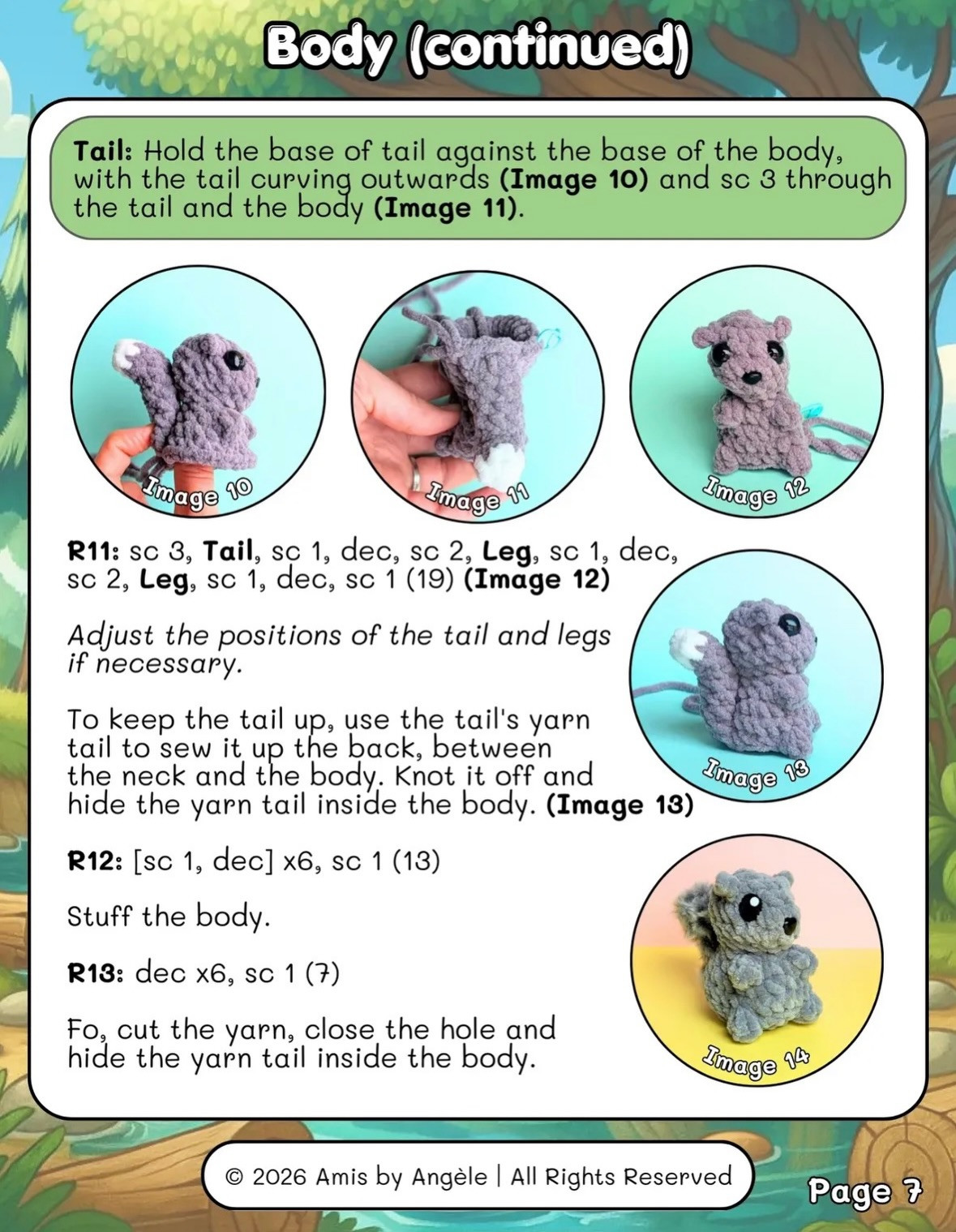 Free Amigurumi Pattern: Cute Squirrel & Skunk Dolls Made with Chenille Yarn