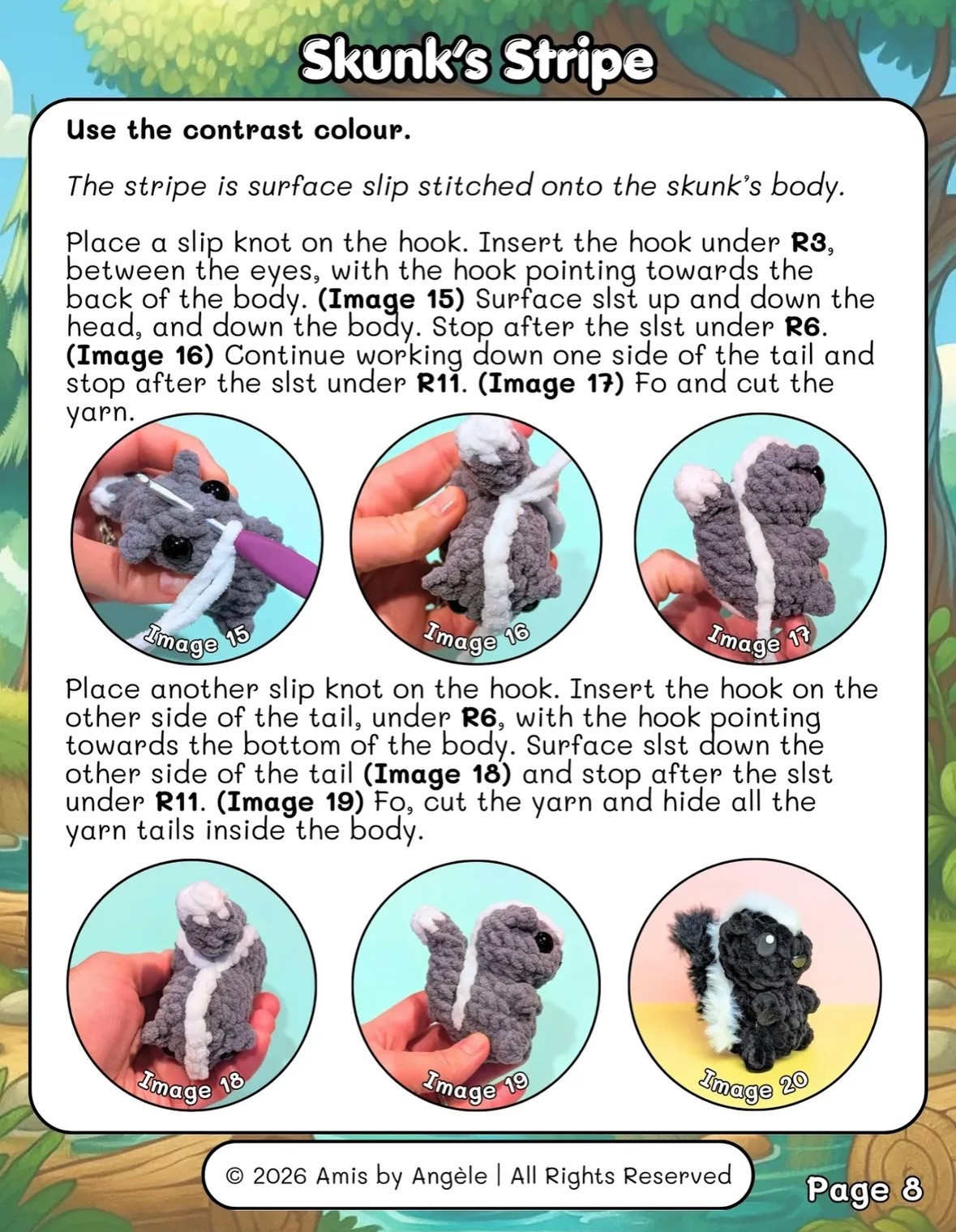 Free Amigurumi Pattern: Cute Squirrel & Skunk Dolls Made with Chenille Yarn